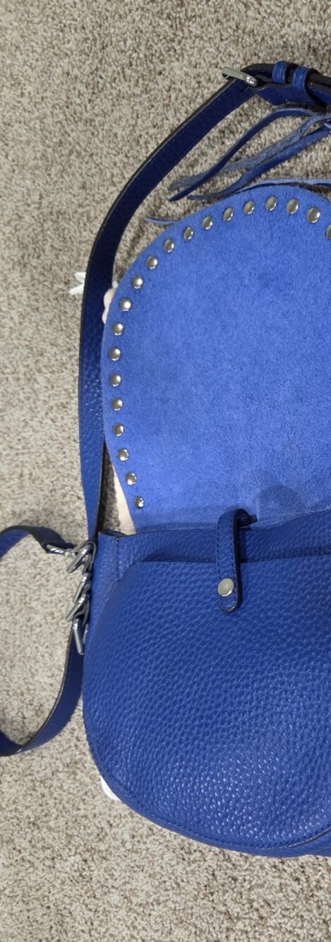 Rebecca Minkoff Royal Blue Pebbled Leather Unli Ed Saddle Bag. - Picture 4 of 8